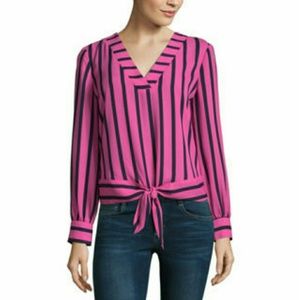 NWT Project Runway Long Sleeve V Neck Top